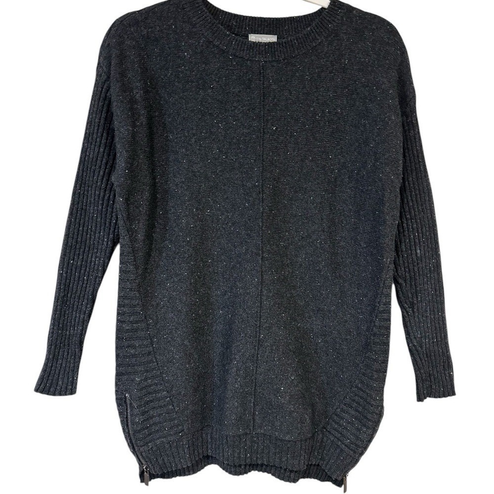 Talbots Women Sweater Gray MP Petite Wool Blend Gorpcore Minimalistā Casual Cozy